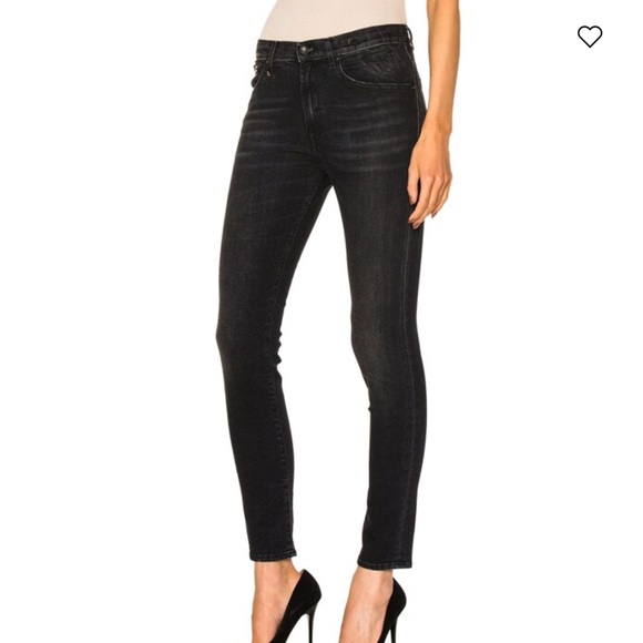 R-13 Black Marble Low-Rise Skinny Jeans - Picture 3 of 13